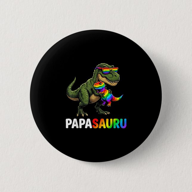 Regnbåge papasaurus graviditets tillkännagivande g knapp (Framsida)