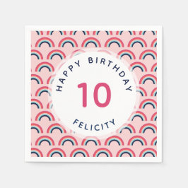 Regnbåge Party Personlig Namn Rosa Blue Pappersservett