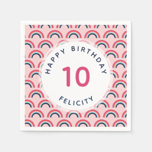 Regnbåge Party Personlig Namn Rosa Blue Pappersservett