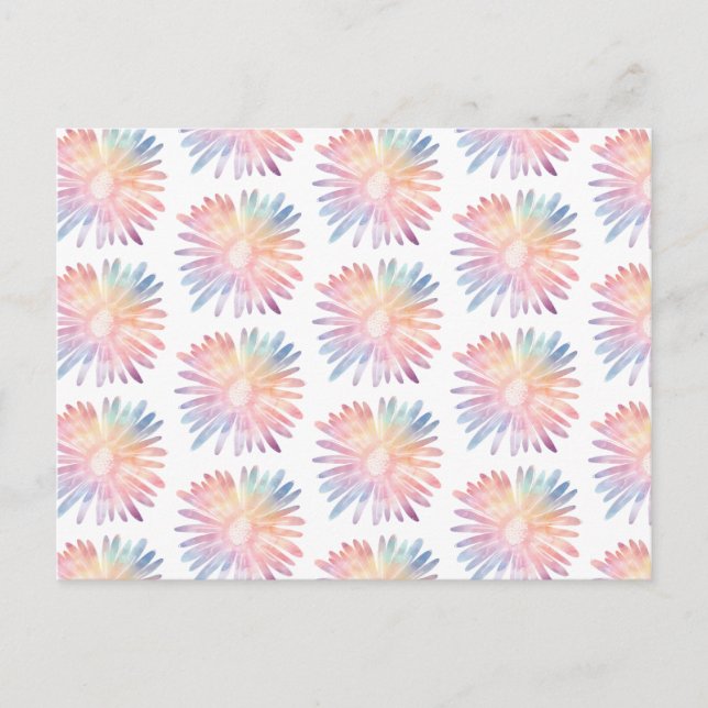 Regnbåge Pastel-Daisy Färgblomma Mönster Vykort (Framsida)
