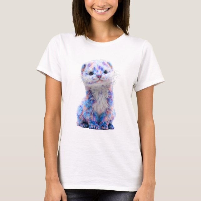 Regnbåge Pastell Färgad Illusterad Frett Mjuk Väni T Shirt (Framsida)