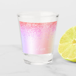 Regnbåge Pastell Glitter Metall Monogram Namn