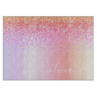 Regnbåge Pastell Glitter Metall Monogram Namn