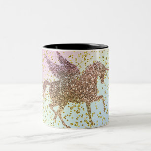 Regnbåge Pastell Guld Glitter Enhörning Trendiga F Två-Tonad Mugg