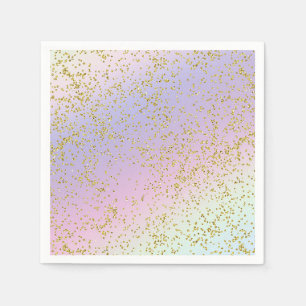 Regnbåge Pastell Guld Glitter Fantasi Födelsedagsf Pappersservett