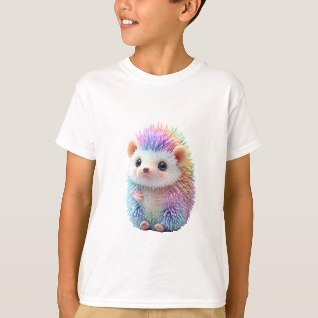 Regnbåge Pastell Igelkott Barn T Shirt (Framsida)