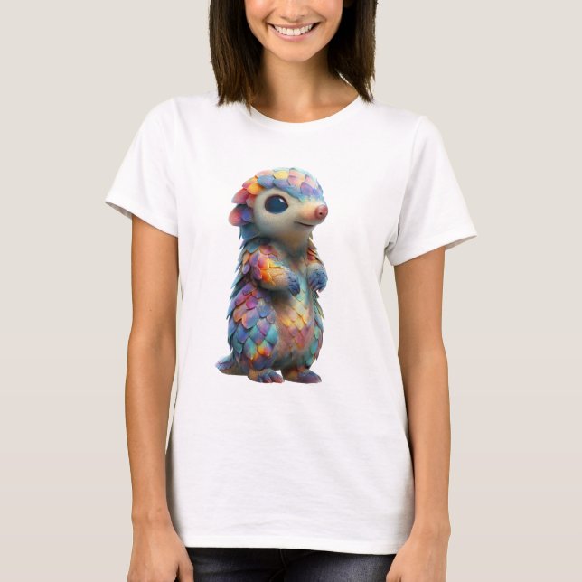 Regnbåge Pastell Skal Pangolin Varelse Kvinnor T Shirt (Framsida)
