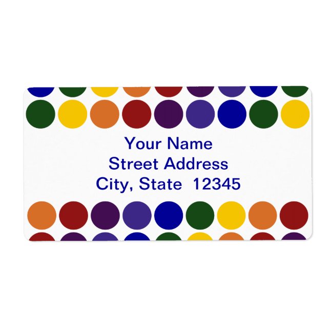 Regnbåge Polka dots på vitskeppsetikett Fraktsedel (Framsidan)