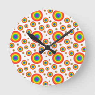 Regnbåge Polka dots Rund Klocka