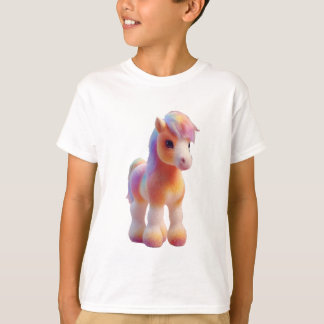 Regnbåge Pony Pastell Akvarell Illustration Barn T Shirt