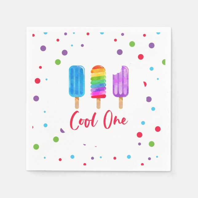 Regnbåge Pop Cool One 1-årsdag Pappersservett (Framsidan)