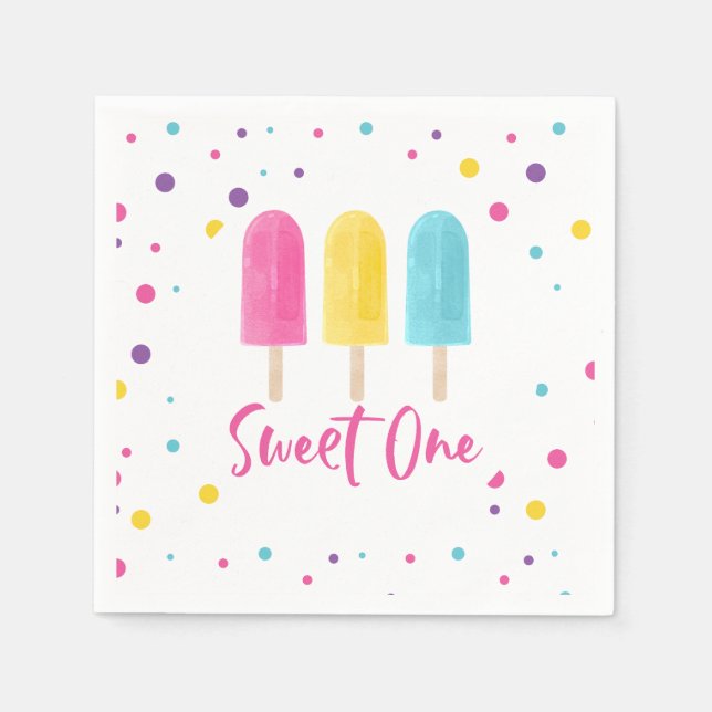 Regnbåge Pop Sweet One 1-årsdag Pappersservett (Framsidan)