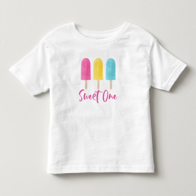 Regnbåge Pop Sweet One sommar 1-års födelsedag T Shirt (Framsida)
