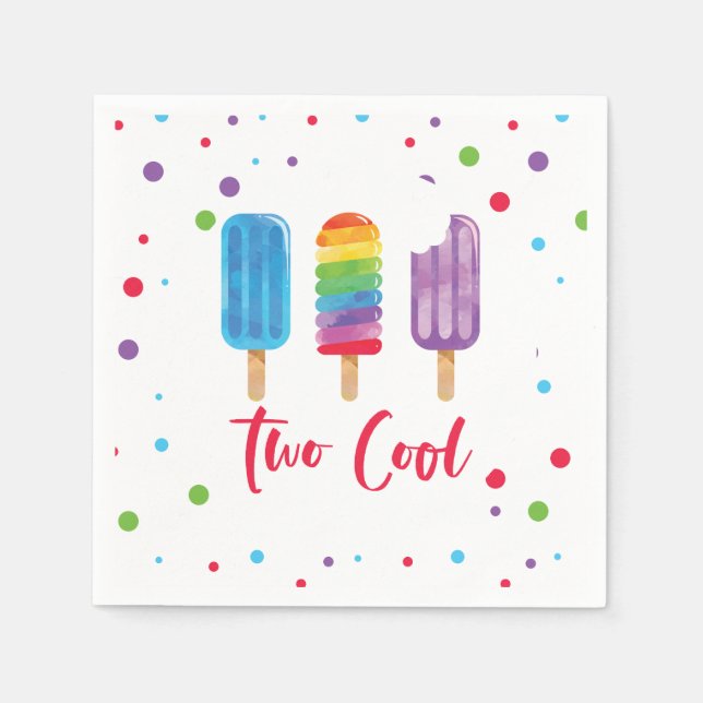 Regnbåge Pop Två Cool 2-års födelsedag Pappersservett (Framsidan)