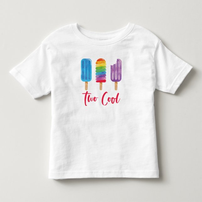 Regnbåge Pop Två Cool sommar 2-års födelsedag T Shirt (Framsida)
