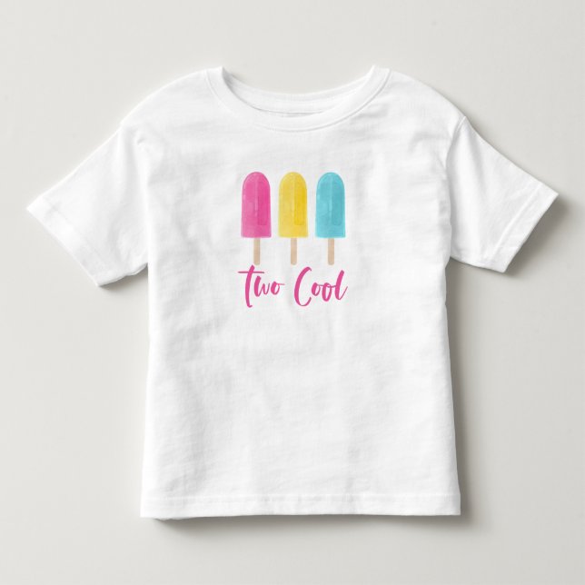 Regnbåge Pop Två Cool sommar 2-års födelsedag T Shirt (Framsida)