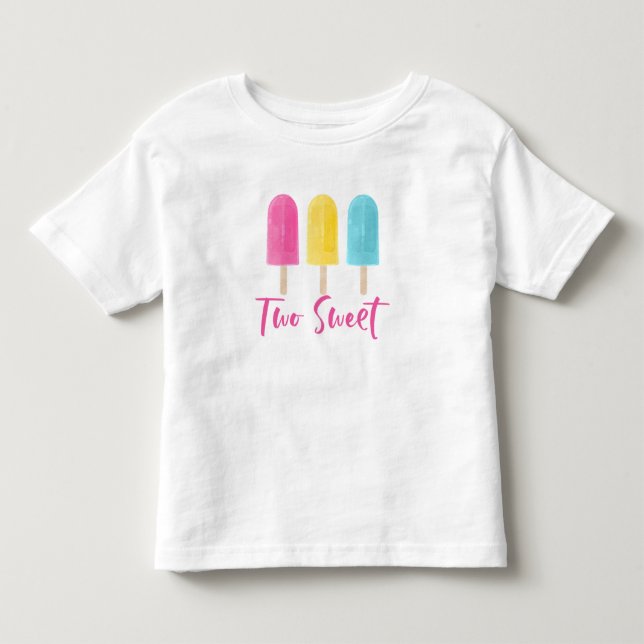 Regnbåge Pop Två Söt sommar 2-års födelsedag T Shirt (Framsida)