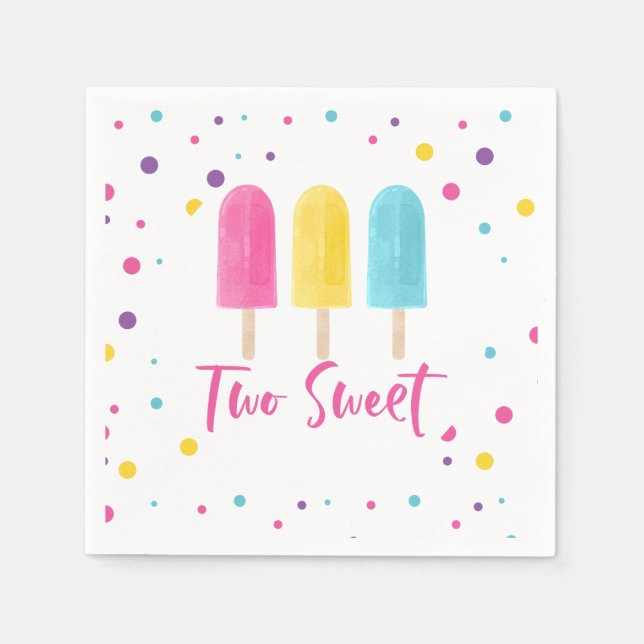 Regnbåge Pop Two Sweet 2-årsdag Pappersservett (Framsidan)