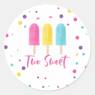 Regnbåge Pop Two Sweet 2-årsdag Runt Klistermärke