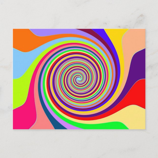 Regnbåge popkonst psychedelic swirl vykort (Framsida)