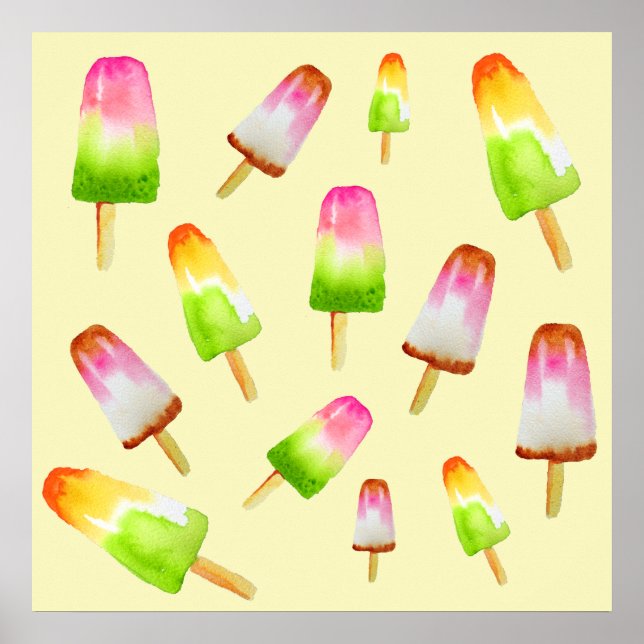 Regnbåge popsicles söta matkonst poster (Framsidan)