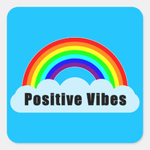 REGNBÅGE - Positiva Vibrationer Fyrkantigt Klistermärke