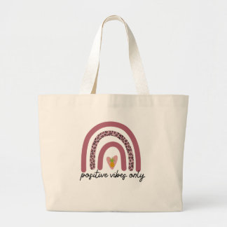 Regnbåge 'Positive Vibes Only' Tote Bag Jumbo Tygkasse