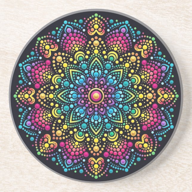 Regnbåge prickmålad mandala underlägg (Framsidan)