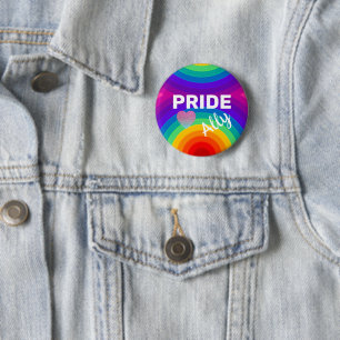 Regnbåge Pride Ally med hjärta Knapp