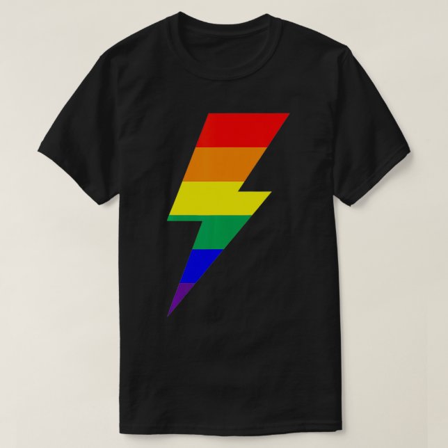Regnbåge Pride Flagga Blixt Bolt T Shirt (Design framsida)