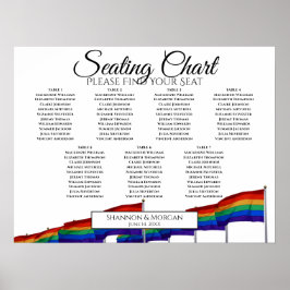 Regnbåge Pride Flaggor 7 Bord Bröllop sätesdiagram Poster