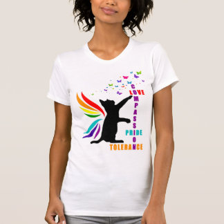 Regnbåge Pride Katt och fjäril Design T-Shirt