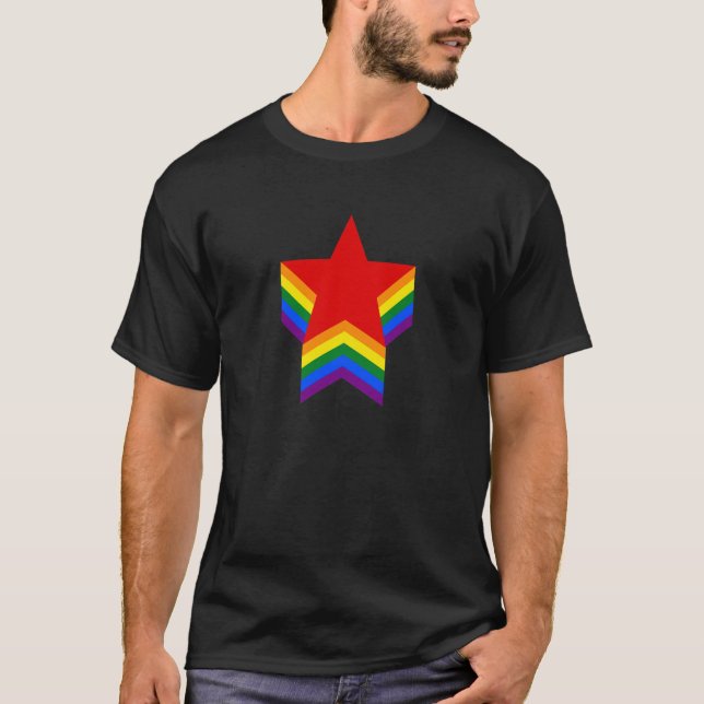 Regnbåge, pride stjärnor t shirt (Framsida)