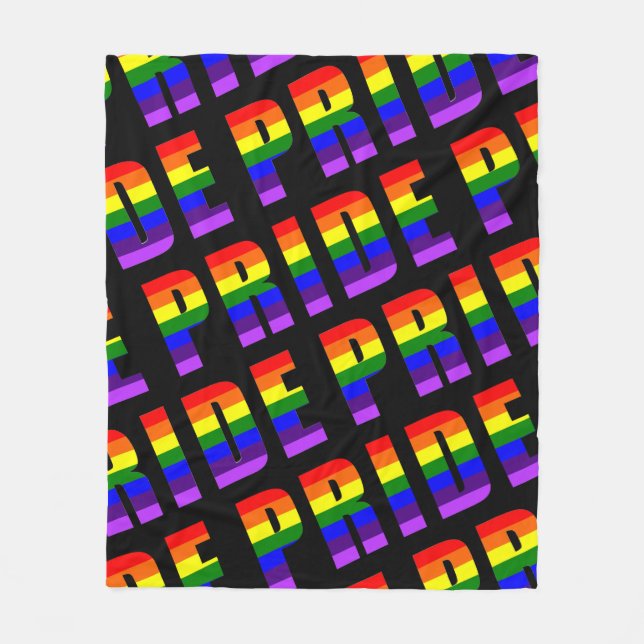 Regnbåge Pride Text Art på Anpassningsbar Black Fä Fleecefilt (Framsidan)