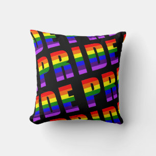 Regnbåge Pride Text Art på Anpassningsbar Black Fä Kudde
