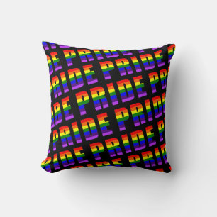Regnbåge Pride Text Art på Anpassningsbar Black Fä Kudde