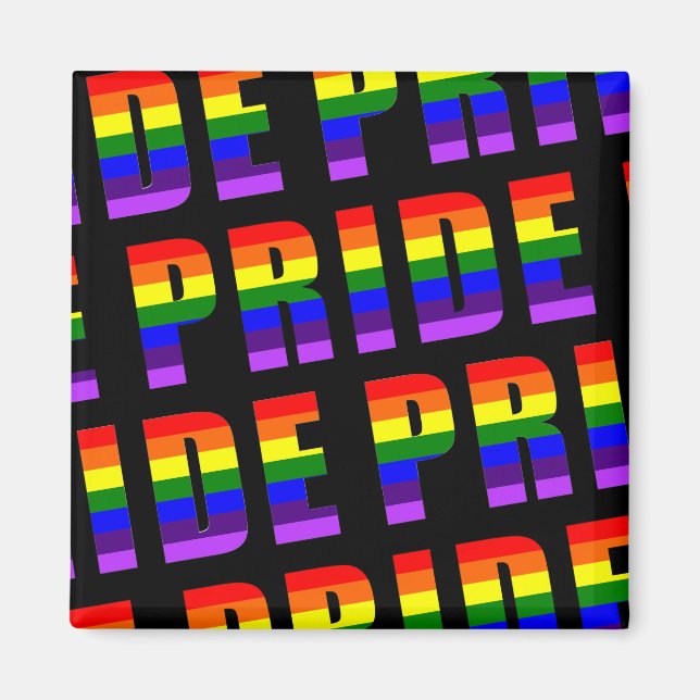 Regnbåge Pride Text Art på Anpassningsbar Black Fä Magnet (Framsidan)