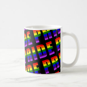 Regnbåge Pride Text Art på Anpassningsbar Black Kaffemugg
