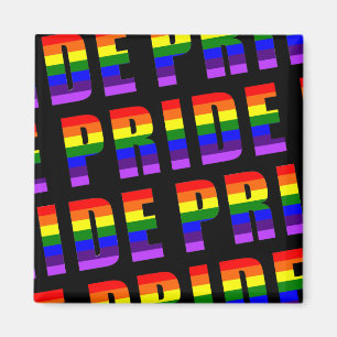 Regnbåge Pride Text Art på Anpassningsbar Black Magnet