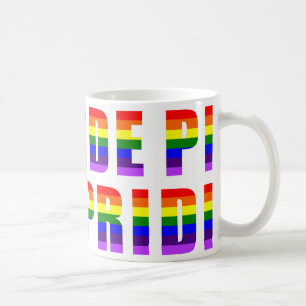 Regnbåge Pride Text Art på Anpassningsbar Färg Kaffemugg
