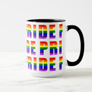 Regnbåge Pride Text Art på Anpassningsbar Färg Mugg
