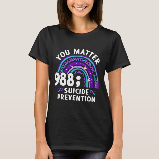 Regnbåge problem 988 Självmordsförebyggande belöni T Shirt (Framsida)