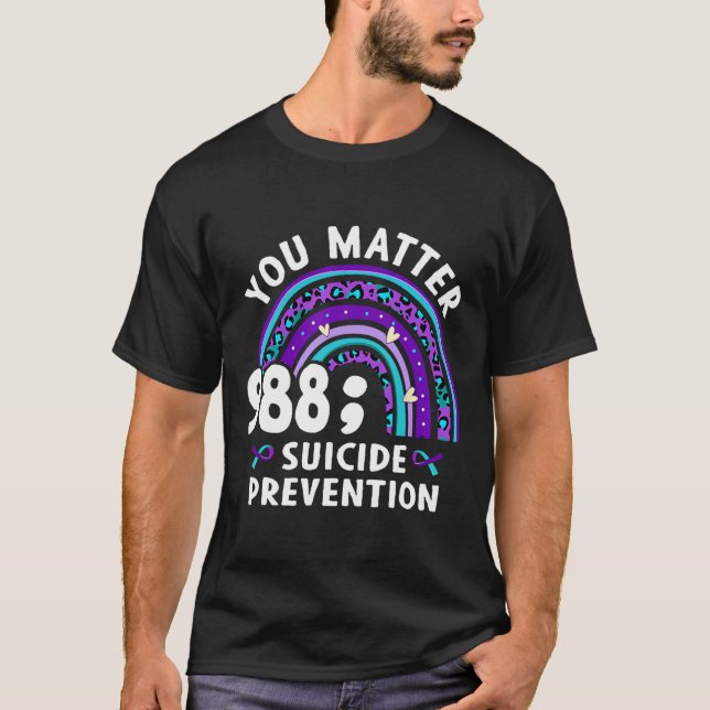 Regnbåge problem 988 Självmordsförebyggande belöni T Shirt (Framsida)