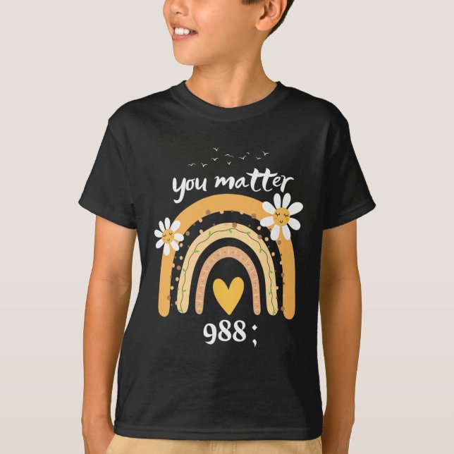 Regnbåge problem 988 Självmordsförebyggande belöni T Shirt (Framsida)