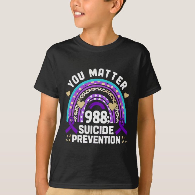 Regnbåge problem 988 Självmordsförebyggande belöni T Shirt (Framsida)