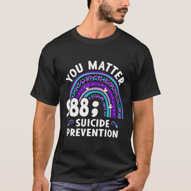Regnbåge problem 988 Självmordsförebyggande belöni T Shirt (Framsida)