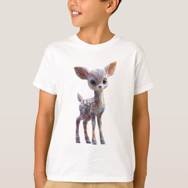 Regnbåge Psykedelisk Hjort Kid Barn T Shirt (Framsida)