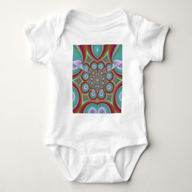 Regnbåge Psykedelisk Optisk Abstrakt Konst Tee Shirt (Framsida)