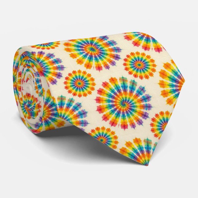 Regnbåge Psykedelisk Tie Dye Slipsklöver Slips (Rullad)