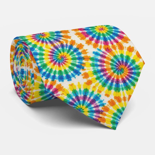 Regnbåge Psykedelisk Tie Dye Slipsklöver Slips (Rullad)
